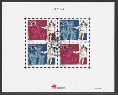 Portugal 1994 – Bloco Filat&eacute;lico Europa (Tem&aacute;tica Hist&oacute;rica/Agr&iacute;cola – Gene de Ouri&ccedil;o e Espigas 