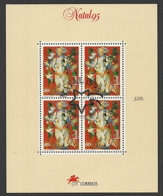 Portugal 1995 – Bloco Filat&eacute;lico Natal 95 (Arte Contempor&acirc;nea) com carimbo de 1&ordm; dia. Cabe ao 