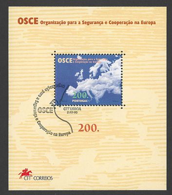 Portugal 1996 – Bloco Filat&eacute;lico OSCE (Organiza&ccedil;&atilde;o para a Seguran&ccedil;a e Coopera&ccedil;&atilde;o na Europa) com 