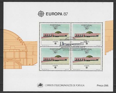 Portugal (A&ccedil;ores) 1987 – Bloco Filat&eacute;lico Europa 87 (Assembleia Regional dos A&ccedil;ores) com 