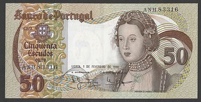 Nota 50 Escudos 1980 – Infanta D. Maria | Banco de Portugal | Sintra. Nota portuguesa de 50 
