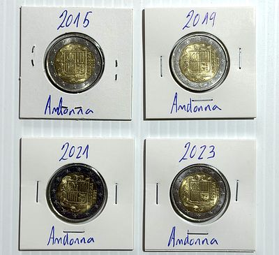 Lote C/ 4 Moedas Andorra . Moedas Circuladas. 
Cabe ao licitante verificar cuidadosamente as 