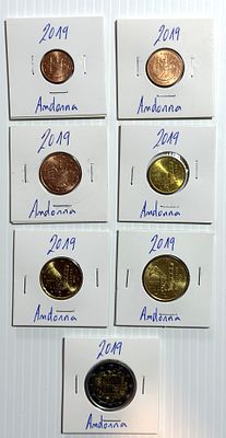 Lote C/ 7 Moedas Andorra - Ano 2019. Moedas Circuladas. 
Cabe ao licitante verificar 
