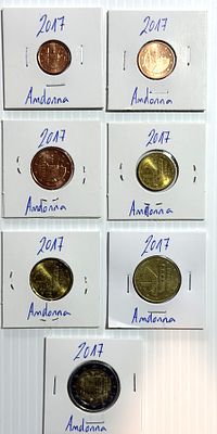 Lote C/ 7 Moedas Andorra - Ano 2017. Moedas Circuladas. 
Cabe ao licitante verificar 