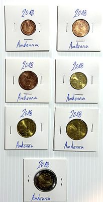 Lote C/ 7 Moedas Andorra - Ano 2018. Moedas Circuladas. 
Cabe ao licitante verificar 