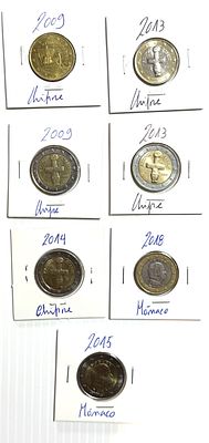 Lote C/ 7 Moedas - Chipre e M&oacute;naco. Moedas Circuladas. 
Cabe ao licitante verificar 