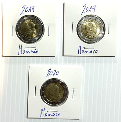 Lote C/ 3 Moedas M&oacute;naco. Moedas Circuladas. 
Cabe ao licitante verificar cuidadosamente as 