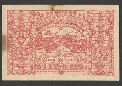 C&eacute;dula Antiga – 5 Centavos C&acirc;mara Municipal de Ceil&atilde;o (1924). Interessante e rara c&eacute;dula 