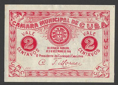 C&eacute;dula Municipal Antiga – 2 Centavos C&acirc;mara Municipal de Cuba (1919). Rara c&eacute;dula municipal 