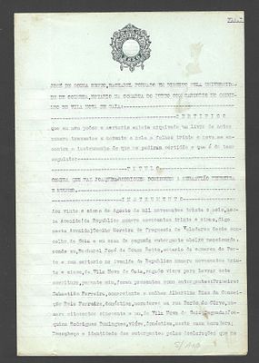 Portugal 1936 – Certid&atilde;o Notarial de Compra e Venda | Vila Nova de Gaia | Im&oacute;veis em Bel&eacute;m do 