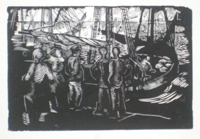 Рыбаки. Куприянов Н.Н. 1924г. бумага, ксилография. Размер: 10.0 х 14.5(р.и.)В очень хорошем 