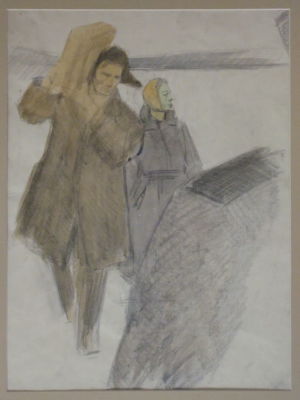 В пути. Грушко А.Б. 1950-е годы. бумага, карандаш, акварель. В пути. Грушко А.Б. 1950-е годы. 