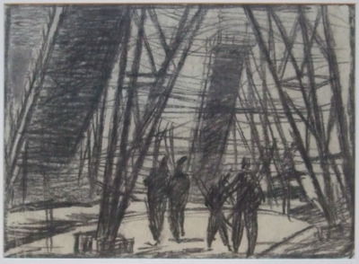 В Кавголово . Чарнецкая М.С. 60 -е годы. бумага, соус. Размер: 40.0 х 53.0; 30.0х40.0(р.и.).В 