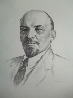 В.И. Ленин. Песин М.Я. 70-е годы. бумага, литография. Размер: 62.5 х 47.0(р.и.). В очень 