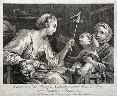 Боварле (Beauvarlet), Катрин Франсуаза (1732-1769) - Дама развлекает ребенка савоярки. 1760-е г.г. 