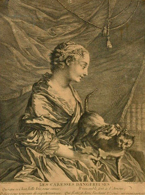 Де Лонгёй (Longueil), Николя (1730–1792) - Опасные ласки. 1750 г. Бумага, гравюра на меди, офорт 