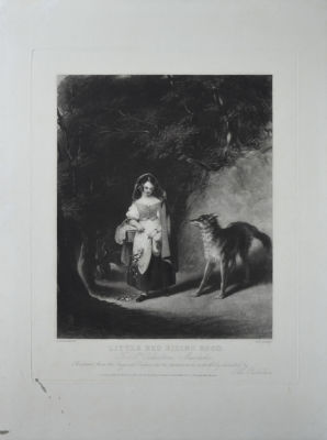 Кумбс (Coombs), Дж. Е. (1835 -1846) - Красная шапочка и волк. 1833 г. Бумага, меццо-тинто. Лист – 