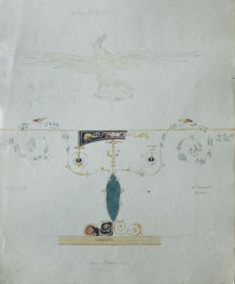 Брюллов Николай Федорович (1826-1885) - Орел и орнамент с птицами и дельфинами. Зарисовки античных 