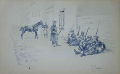 Самокиш Николай Семенович (1860-1944) - Солдаты на отдыхе. Лист из серии «Маневры в юго-западном 