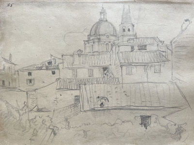 Щуко Владимир Алексеевич (1878-1939) - Римские крыши. 1906 г. Бумага, графитный карандаш. 23,7 х 