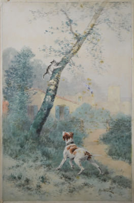 Вебер Альфред (1859-1922) - Милый друг. 1910-е гг. Бумага, акварель. 40 х 26,5 см 
Справа внизу 