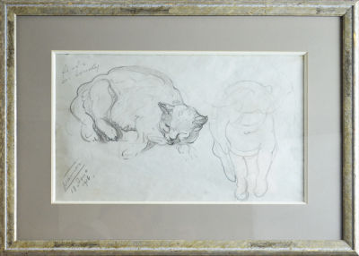 Тархов Николай Александрович (1871 - 1930) - Спящая Фи-фи. 1916 г. Бумага, карандаш. 26 х 43 см (в 