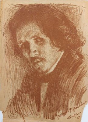 Бакст Лев Самойлович (1866-1924) - Портрет Ф. Малявина. 1899 г. Бумага, литография. 32,5 х 23,6 см 