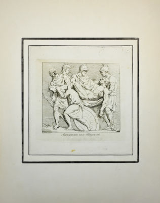 Козловский Михаил Иванович (1753-1802) - Аякс уносит тело Патрокла. Конец XVIII в. Бумага, офорт 