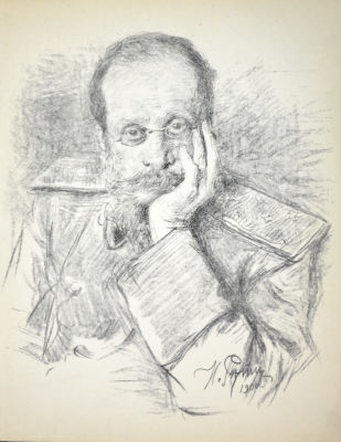Репин Илья Ефимович (1844 - 1930) - Портрет композитора Цезаря Кюи. 1900 г. Бумага, литография 22 