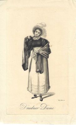 Тиле, Иоганн Фридрих Александр (1747-1803) - Дрезденская дама. Бумага, офорт 29 х 18 см