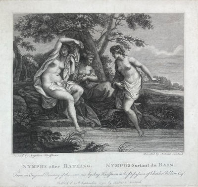Зунтах (Suntach) Антонио (1744-1828) - Нимфы после купания. 1792 г. Бумага, гравюра резцом, 25.5 х 