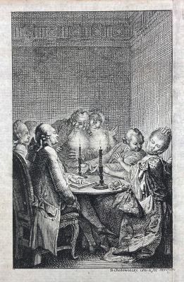 Ходовецкий Даниэль Николас (1726-1801) - За чтением. 1770 г. Бумага, гравюра резцом 17.5 х 11 