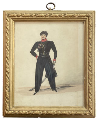 Неизвестный художник - Кавалерист. Начало XIX века. Бумага, акварель 15.5 х 12.5 см