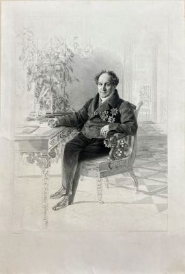 Райт Томас (1792-1849) по оригиналу К.П. Брюллова - Портрет князя А.Н. Голицына. Начало 1840-х гг. 