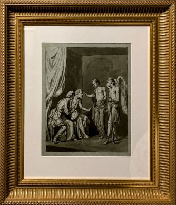 Ковригин Егор Ильич (1819-1853) - Исцеление Товия. 1840-е гг. Голубая бумага, тушь, перо, кисть 34 