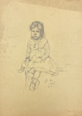 Аренц Макс (Arenz Max; 1868-?) - Девочка. 1888 г. Бумага, графитный карандаш 33.9 х 26.2 см
