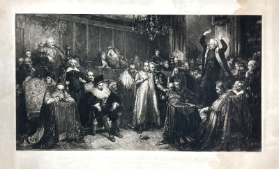 Редлих Генрих (1840-1884) по оригиналу Я. Матейко - Проповедь Скарги. 1874 г. Бумага, офорт 62.7 х 