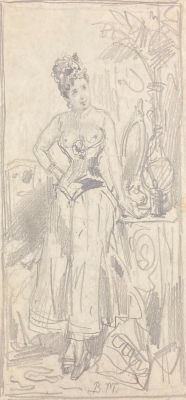 Маковский Владимир Егорович (1846-1920) - Женщина у туалетного столика. Конец XIX в. Бумага 