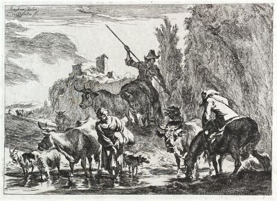 Николас Петер Беркхем (1620-1683) - Крестьянская сцена. Середина XVII в. Бумага, офорт, резец 