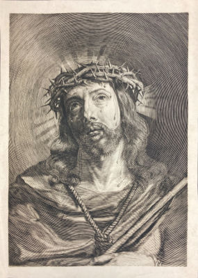 Последователь Лукаса Килиана - Христос-страстотерпец. XIX в. Бумага, резец, 38.2 х 27.6 см