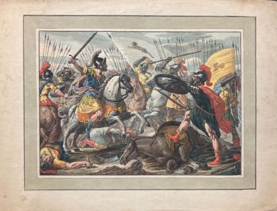 Неизвестный художник - "Сцена битвы" и "Бегство". 1820-е гг. Бумага, литография, акварель, 26.1 х 