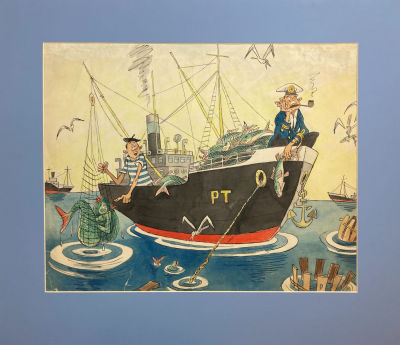 Сычёв Игорь Ефимович (1913-2003) - Ловля русалок. 1960-е гг. Бумага, акварель, тушь, 40 х 50 