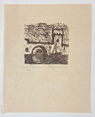 Каплун Адриан Владимирович (1887— 1974) - Каменец-Подольский. 14 в.. 1960-е гг. Бумага, линоравюра 