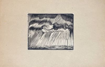 Ушин Андрей Алексеевич (1927-2005) - Ливень. 1960-е гг. Бумага, ксилография, 19.4 х 30.3 смУшин 