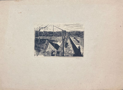 Ушин Андрей Алексеевич (1927-2005) - Журавль. 1960-е гг. Бумага, ксилография, 20.2 х 28 смУшин 