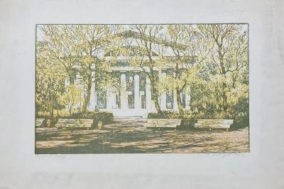 Вихарев Станислав Васильевич (1924-1981) - Саратов. Театр. 1968 г. Бумага, линогравюра, 4.9 х 30 