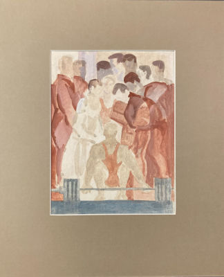 Неизвестный художник - Спортсмены. 1970-е гг. Бумага, гуашь, 29.6 х 25.2 см