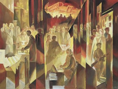 Неизвестный художник - Утопический пролетариат. 1980-е гг. Бумага, гуашь, 60 х 89 см