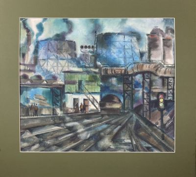 Чудашенко А.А. (1936 г.р.) - Металлургический комбинат. 1983 г. Бумага, акварель, 49 х 58 см