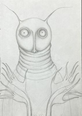 Боброва Светлана Леонидовна (1960 г.р.) - &laquo;Гусеница&raquo;. 2020 г. Бумага, графитный карандаш, 19 х 